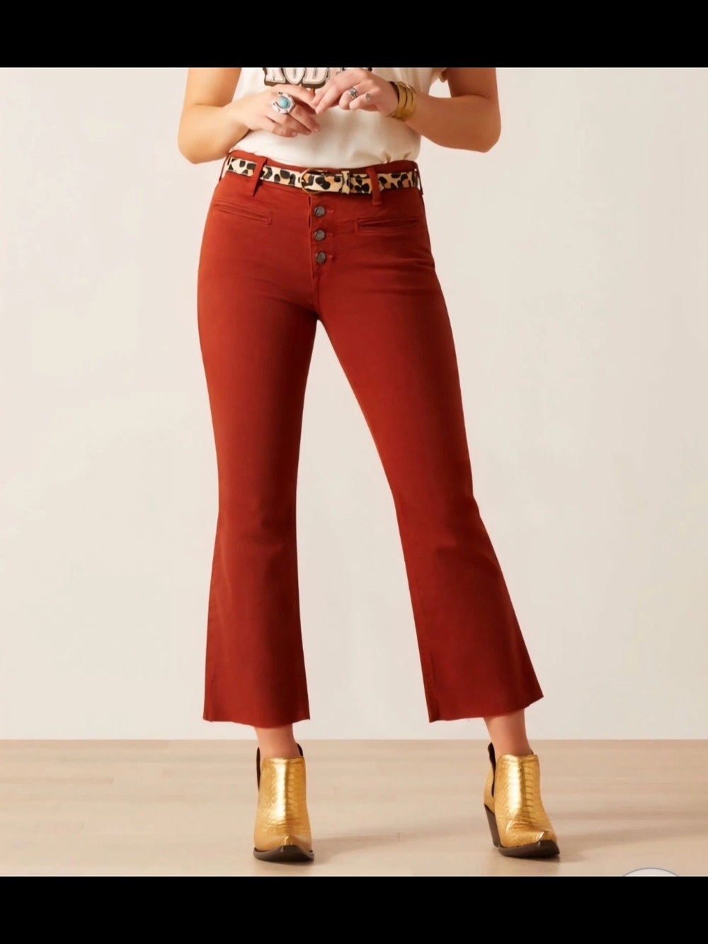 Ariat High Rise Jazmine Kick Flare Jean - Discontinued 32R Rust